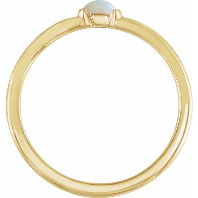 14K Yellow Gold Marquise 4 X 2 Mm Polished Natural Ethiopian Opal Stackable Ring, Size 7