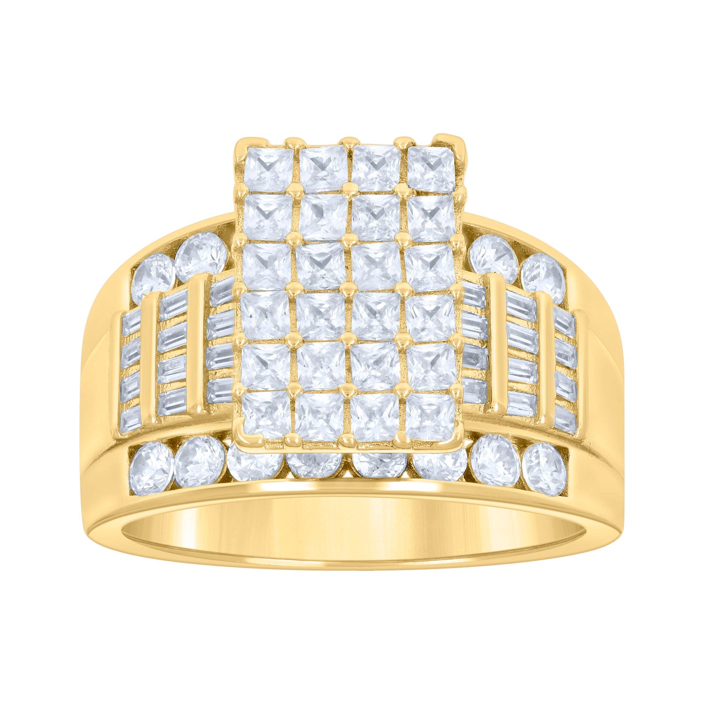 Sterling Silver Yellow-Tone Women's Cubic Zirconia Cinderella Bridal Anniversary Wedding Engagement Band Ring