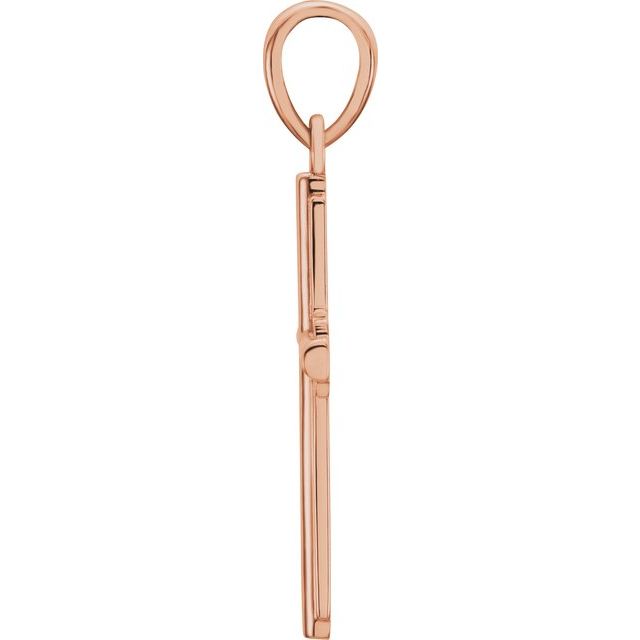 14K Rose Gold 25.1 X 12.5 Mm Polished Cross Pendant