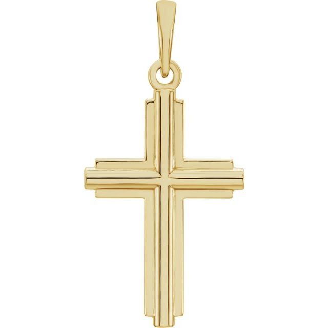 14K Yellow Gold 25.1 X 12.5 Mm 18 In Polished Cross Necklace