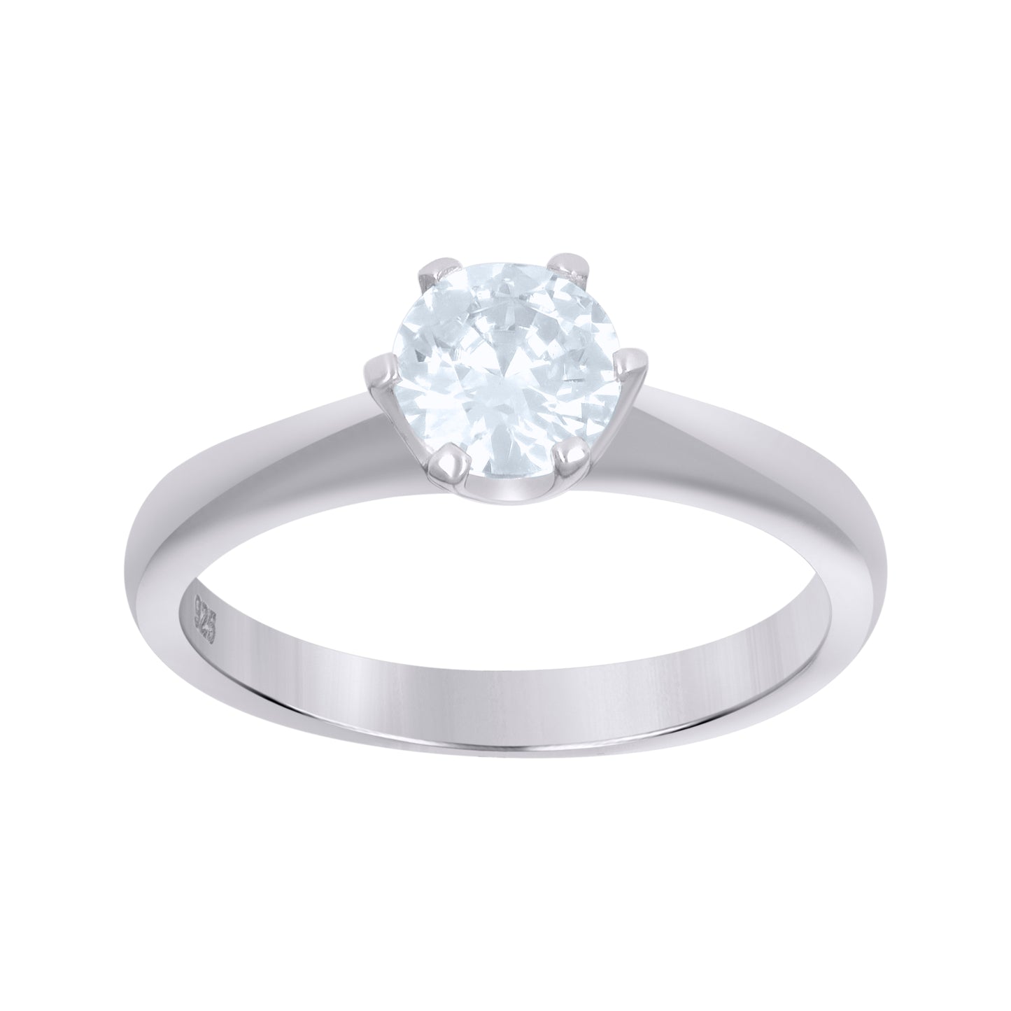 Sterling Silver Womens Cubic Zirconia Sizes 6-9 Round Center Stone Bridal Wedding Engagement Anniversary Band Ring