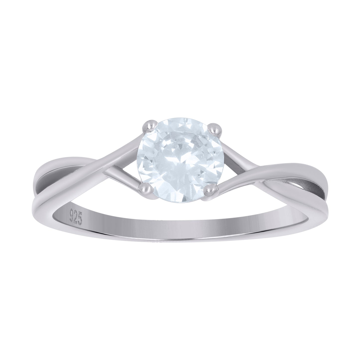 Sterling Silver Womens Cubic Zirconia Sizes 6 To 9 Round Center Stone Infinity Bridal Wedding Engagement Anniversary Band Ring