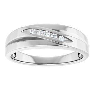 Platinum Round 1.7 Mm Polished 1/10 Ctw Natural Diamond Band Size 11