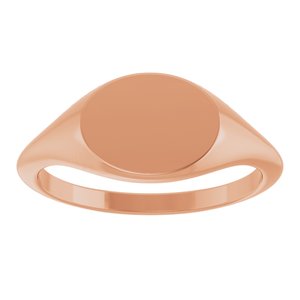 14K Rose Gold Oval 10 X 8 Mm Brush Polished Signet Ring Size 7