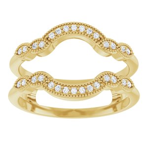14K Yellow Gold Round 1 Mm Polished 1/8 Ctw Lab Grown Diamond Ring Guard Size 7