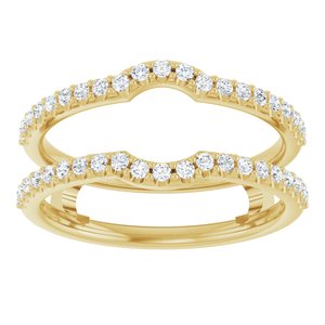 14K Yellow Gold Set Natural Diamond Round 6.5 Mm Si2-Si3, Gh :: 1/3 Ctw Polished 1/3 Ctw Natural Diamond Ring Guard Size 7