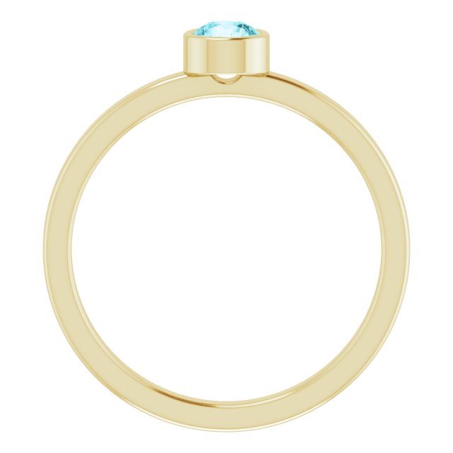 14K Yellow Or White Gold Or Rhodium-Plated Steling Silver Round Polished Natural Gemstone Ring