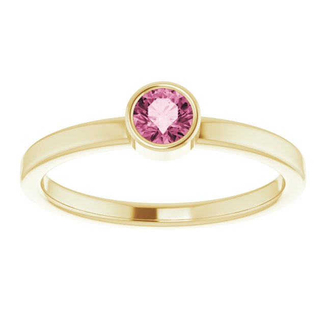 14K Yellow Or White Gold Or Rhodium-Plated Steling Silver Round Polished Natural Gemstone Ring