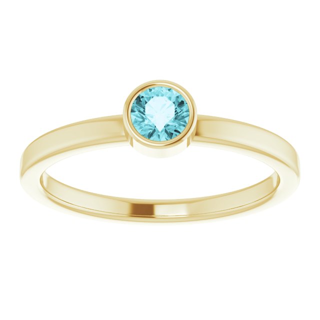 14K Yellow Or White Gold Or Rhodium-Plated Steling Silver Round Polished Natural Gemstone Ring