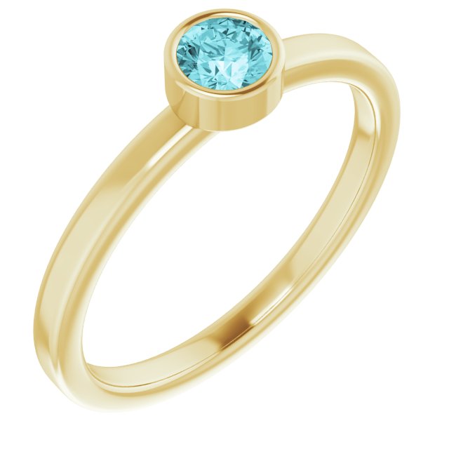 14K Yellow Or White Gold Or Rhodium-Plated Steling Silver Round Polished Natural Gemstone Ring