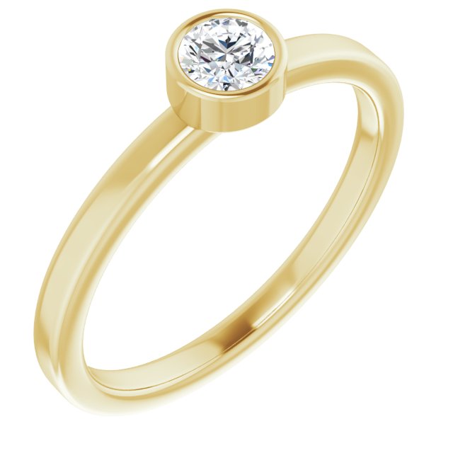 14K Yellow Or White Gold Or Rhodium-Plated Steling Silver Round Polished Natural Gemstone Ring