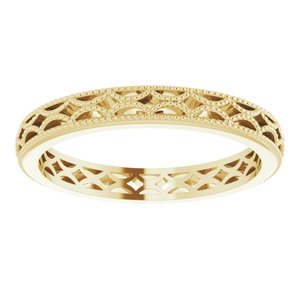 14K Yellow Gold 3 Mm Polished Patterned Design Band Size 7