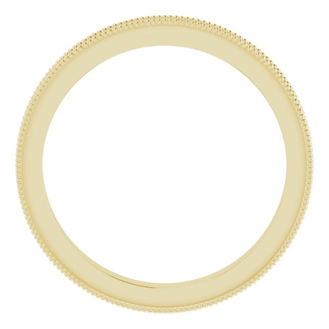 14K Yellow Gold Or Platinum 2.5 Mm Polished Milgrain Sculptural Standard-Fit Band With Bead Blast Finish