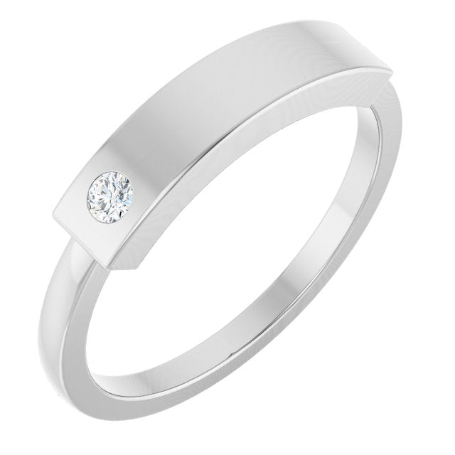 14K Yellow Gold Or Sterling Silver Round 1.8 Mm Polished .03 Ctw Natural Diamond Stackable Family Ring, Size 7