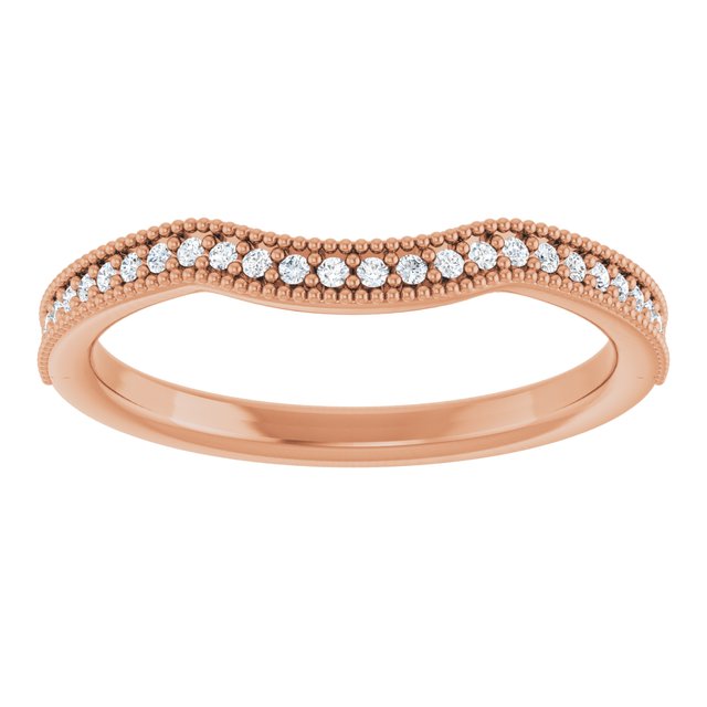 14K Rose Gold Round 1 Mm Polished 1/8 Ctw Natural Diamond Contour Band, Size 7