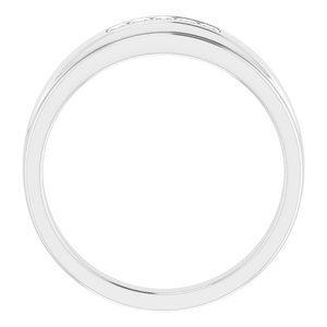 14K White Gold Square 2 X 2 Mm Polished 1/4 Ctw Natural Diamond Band Size 11