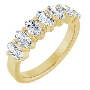 14K Yellow Gold Oval 5 X 3 Mm Polished 1 1/3 Ctw Lab-Grown Diamond Anniversary Band Size 7