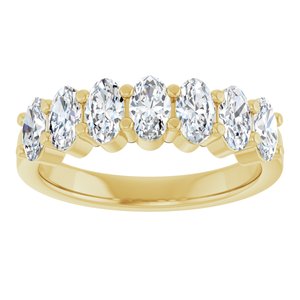 14K Yellow Gold Oval 5 X 3 Mm Polished 1 1/3 Ctw Lab-Grown Diamond Anniversary Band Size 7