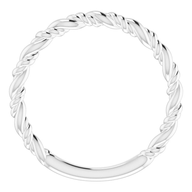 Platinum Polished Stackable Rope Ring, Size 7