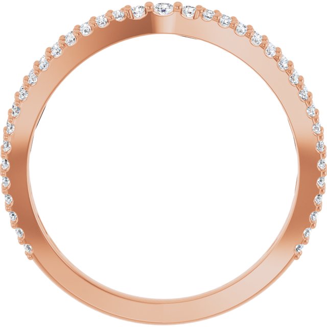 14K Rose Gold Round 1.5 Mm Polished 1/3 Ctw Natural Diamond Contour Band, Size 7