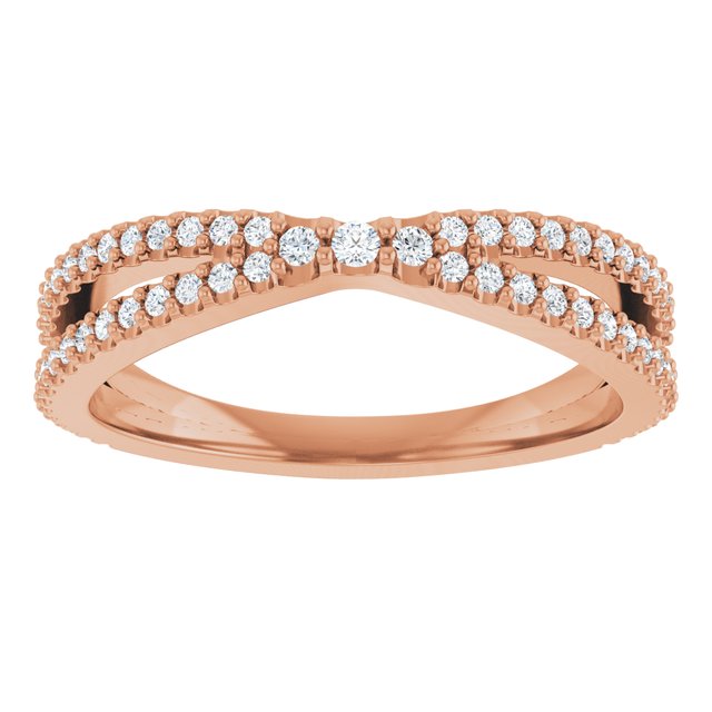 14K Rose Gold Round 1.5 Mm Polished 1/3 Ctw Natural Diamond Contour Band, Size 7