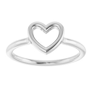 14K White Gold Polished Heart Ring Size 7