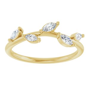 14K Yellow Gold Lab-Grown Diamond Marquise 4 X 2 Mm Lab-Grown Diamond Polished 1/3 Ctw Lab Grown Diamond Leaf Ring Size 7