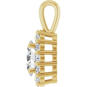 14K Yellow Gold Oval 6 X 4Mm G-H Si 3/4 Ctw Lab-Grown Diamond Halo-Style Pendant