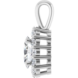 14K White Gold Oval 6 X 4Mm G-H Si 3/4 Ctw Lab-Grown Diamond Halo-Style Pendant