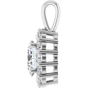 14K White Gold Oval 7 X 5Mm G-H Si 1 1/6 Ctw Lab-Grown Diamond Halo-Style Pendant