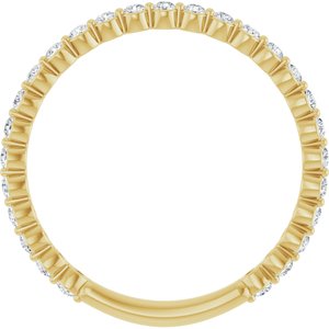 14K Yellow Gold Round 1.5 Mm Polished 1/3 Ctw Lab-Grown Diamond Anniversary Band Size 7