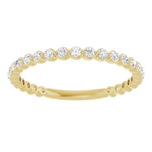 14K Yellow Gold Round 1.5 Mm Polished 1/3 Ctw Lab-Grown Diamond Anniversary Band Size 7