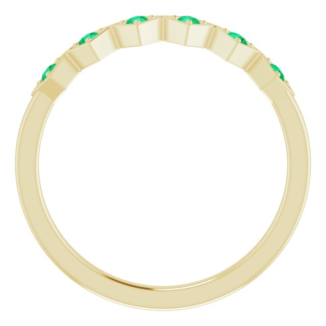 14K Yellow Gold Round 1.75 Mm Polished Lab-Grown Emerald Stackable Ring, Size 7