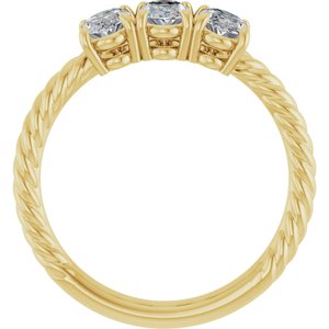 14K Yellow Gold 3-Stone Oval 8 X 6 Mm Lab-Grown Diamond Polished 3 Ctw Lab-Grown Diamond 3-Stone Ring Size 7