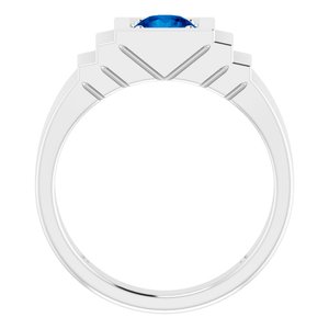 Sterling Silver Lab-Grown Blue Sapphire Round 6 Mm Polished Lab-Grown Blue Sapphire Ring Size 11