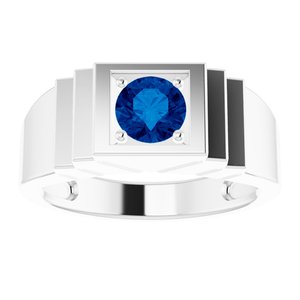 Sterling Silver Lab-Grown Blue Sapphire Round 6 Mm Polished Lab-Grown Blue Sapphire Ring Size 11