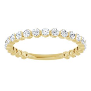 14K Yellow Gold Round 2 Mm Polished 3/4 Ctw Lab-Grown Diamond Anniversary Band Size 7