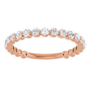 14K Rose Gold Round 2 Mm Polished 3/4 Ctw Lab-Grown Diamond Anniversary Band Size 7
