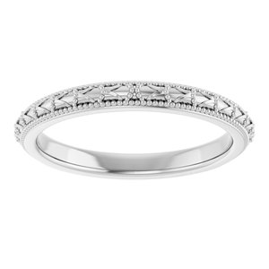 Platinum Polished Vintage-Inspired Universal Band Size 7