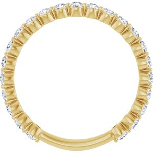 14K Yellow Gold Round 2 Mm Polished 3/4 Ctw Lab-Grown Diamond Anniversary Band Size 7