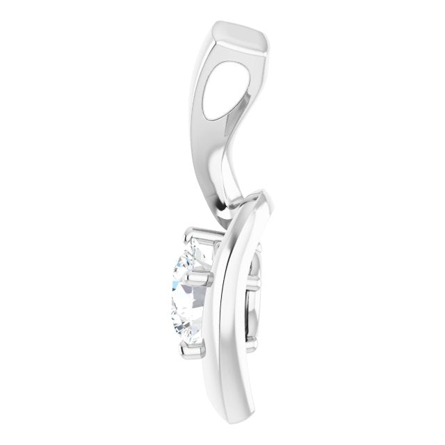 14K White Gold Round 5.75Mm Si1-Si2, Gh Polished 3/4 Ct Lab Grown Diamond Pendant