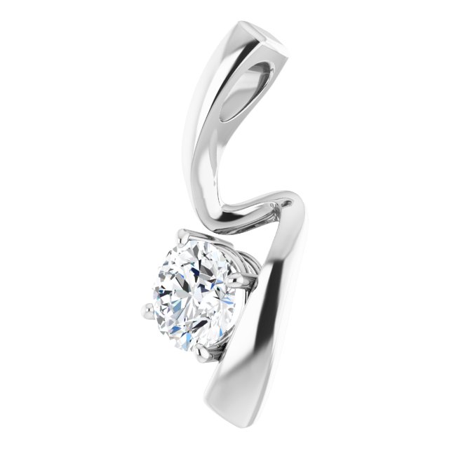 14K White Gold Round 5.75Mm Si1-Si2, Gh Polished 3/4 Ct Lab Grown Diamond Pendant