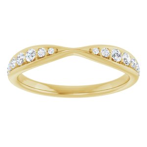 14K Yellow Gold Lab-Grown Diamond Round Lab-Grown Diamond Polished 1/5 Ctw Lab Grown Diamond Pinched Contour Band Size 7
