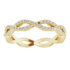 14K Yellow Gold Round 1 Mm G-H Si2-Si3 1/3 Ctw Natural Diamond Infinity-Inspired Eternity Band Size 8