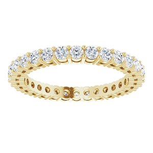 14K Yellow Gold Round 2 Mm Gh Si2-Si3 9/10 Ctw Natural Diamond Eternity Band Size 6