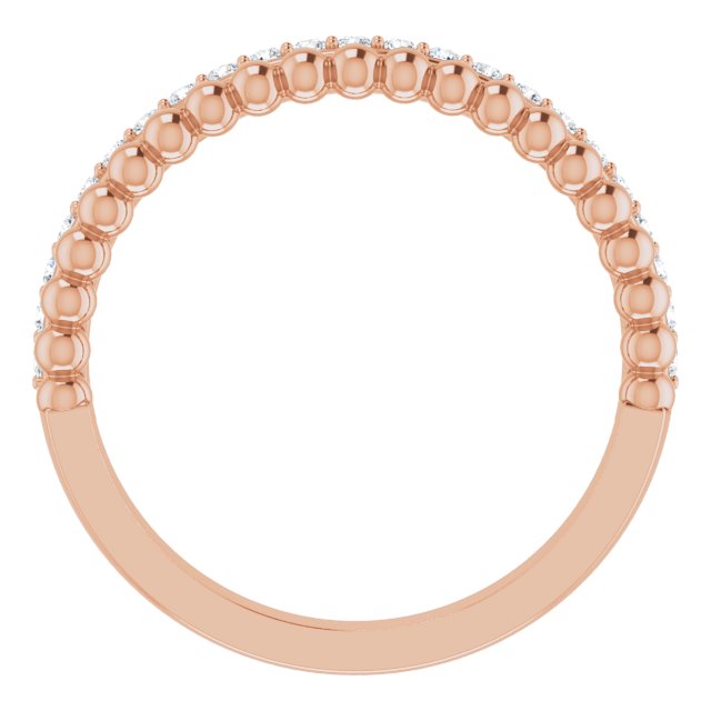 14K Rose Gold Round 1.3 Mm Polished 1/5 Ctw Natural Diamond Beaded Ring, Size 7