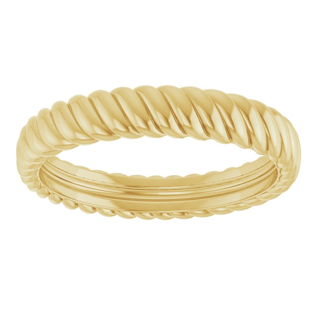 18K Yellow Gold 3.5 Mm Polished Rope Comfort- Fit Band, Size 7
