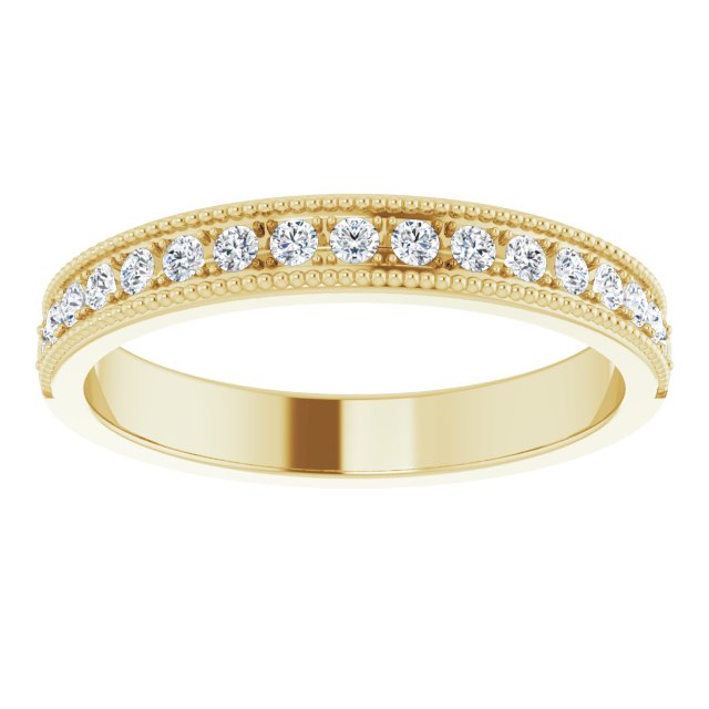 14K Yellow Gold Round 1.5 Mm Polished 1/5 Ctw Natural Diamond Anniversary Band, Size 7