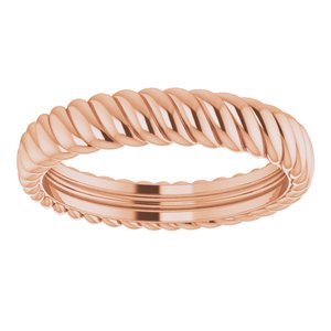 14K Rose Gold 3.5 Mm Polished Rope Band Size 5.5