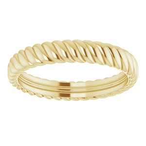 14K Yellow Gold 3.5 Mm Polished Rope Band Size 8